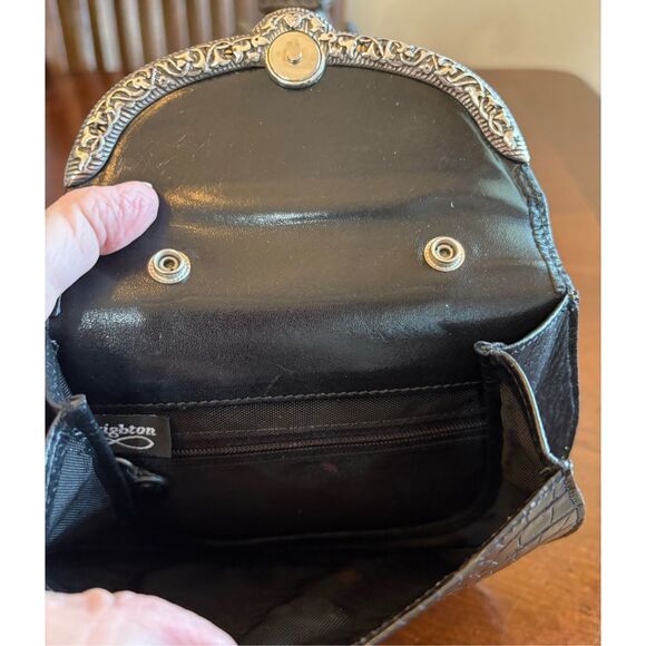 BRIGHTON - Vintage Black Croc-Embossed Leather Small Clutch. Like New! - Picture 12 of 16